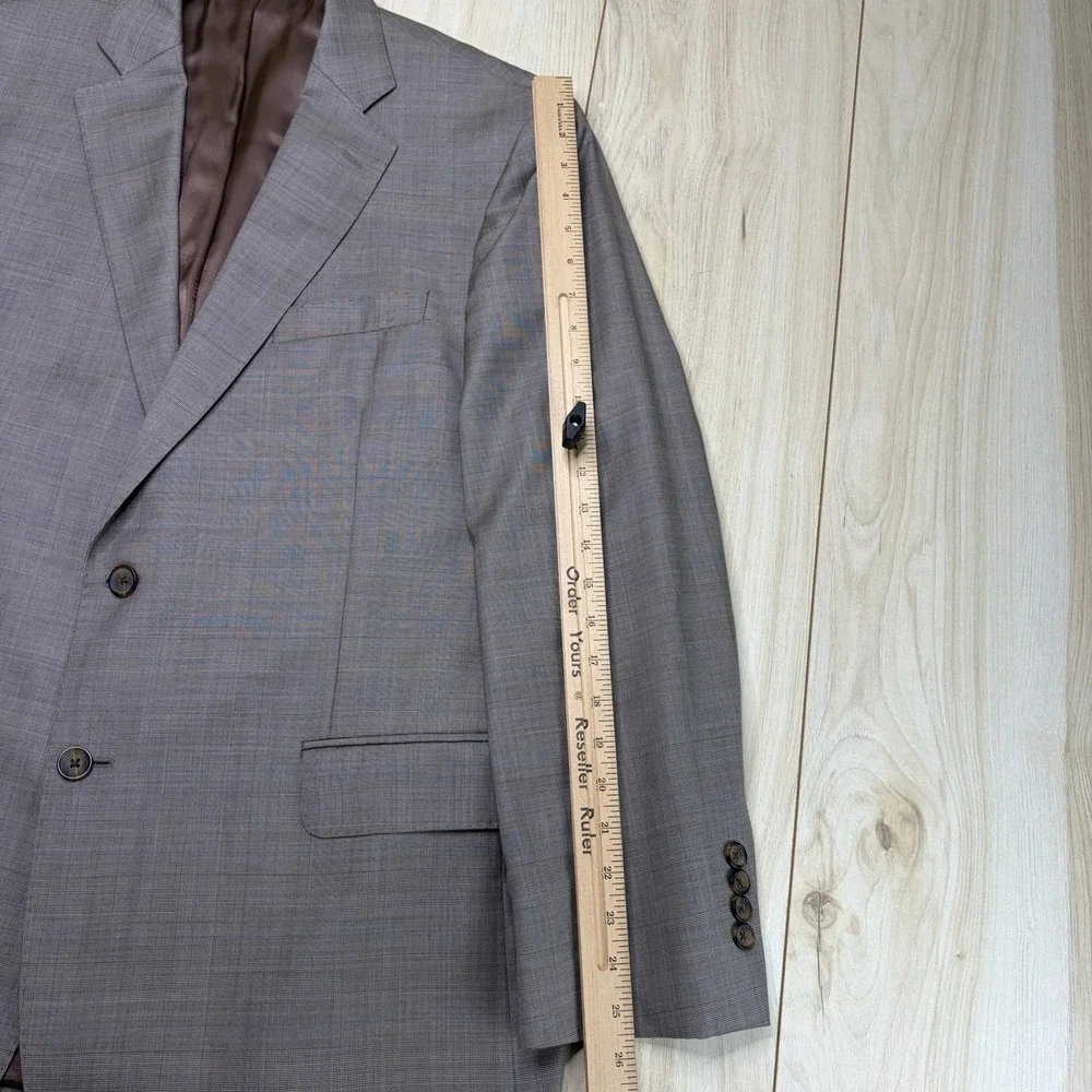 Brooks Brothers 346 Madison Fit Windowpane Glen Plaid Wool Suit Mens 45R 34x29
